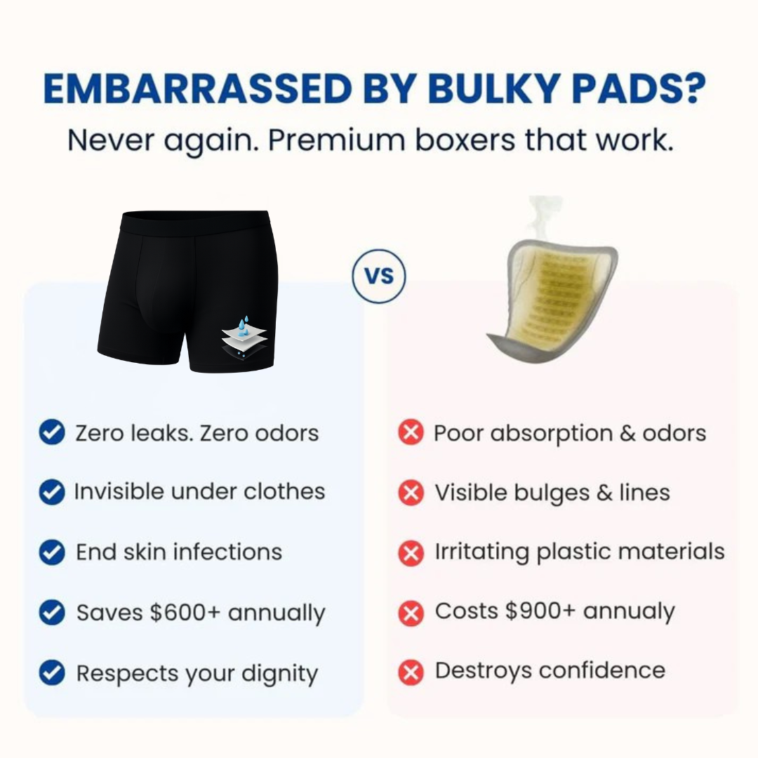 Men's Ultra-Absorbent Incontinence Boxer Briefs